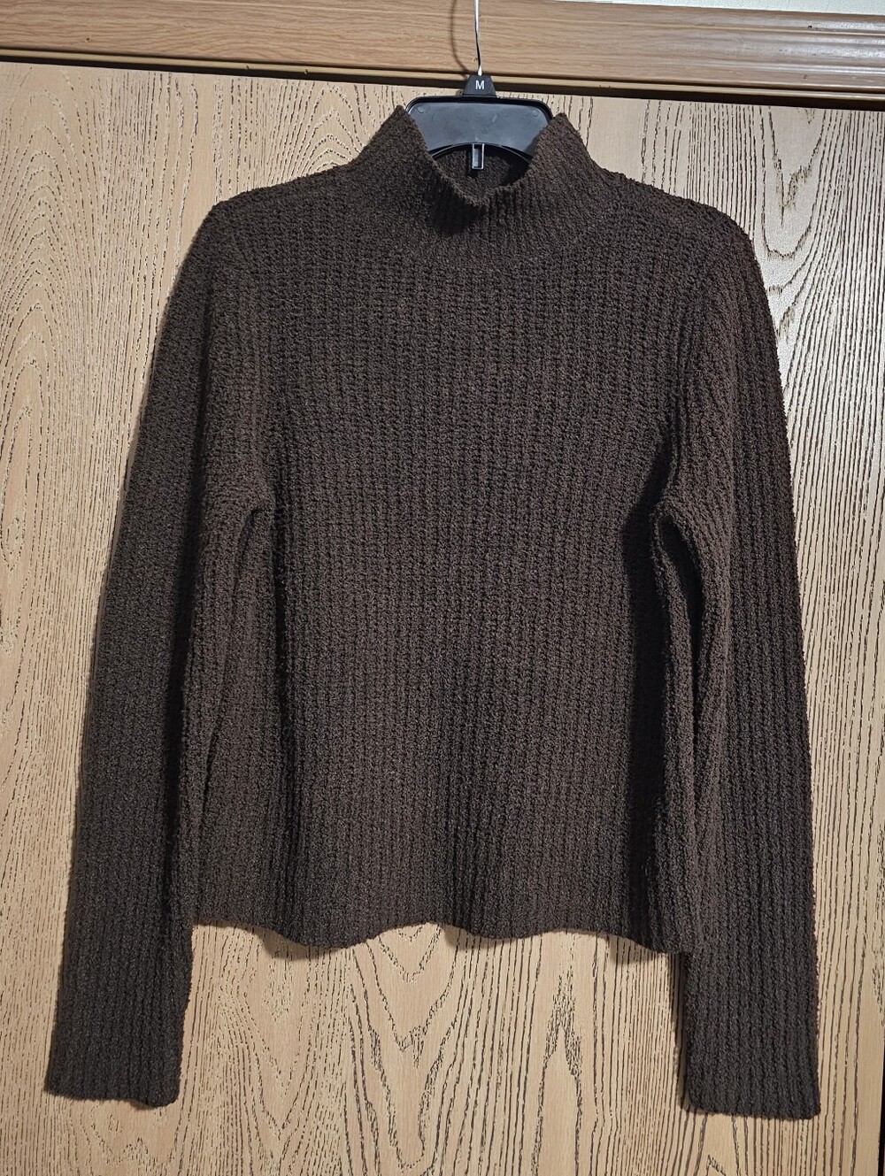 Worthington Chocolate Brown Ribbed Mock Neck Sweater
